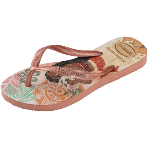Chinelo Havaianas Infantil Slim Princesas Moana Rosa Clay