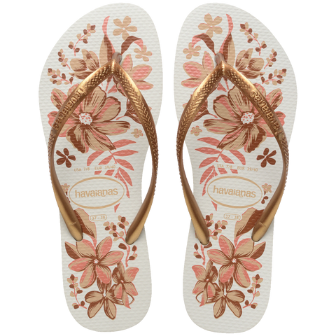 Chinelo Havaianas Slim Organic Branco/Dourado