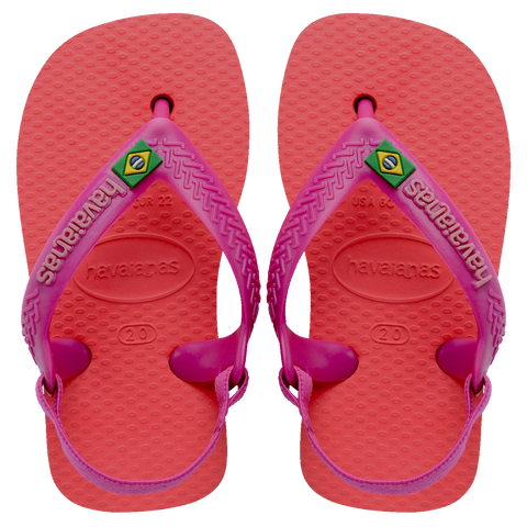 Chinelo Havaianas Baby Brasil Logo Coral/Rosa