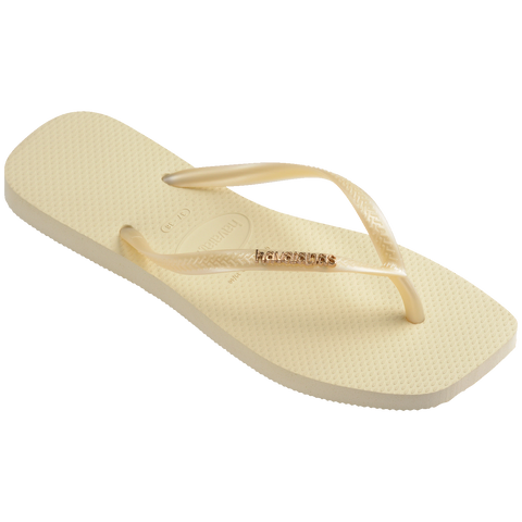 Havaianas Slim Square Logo Pop Metallic Buttercream Flip-Flops