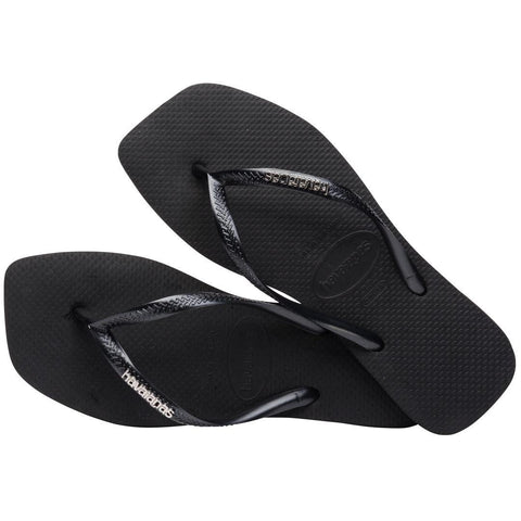 Havaianas Slim Square Logo Pop Metallic Black Flip-Flops