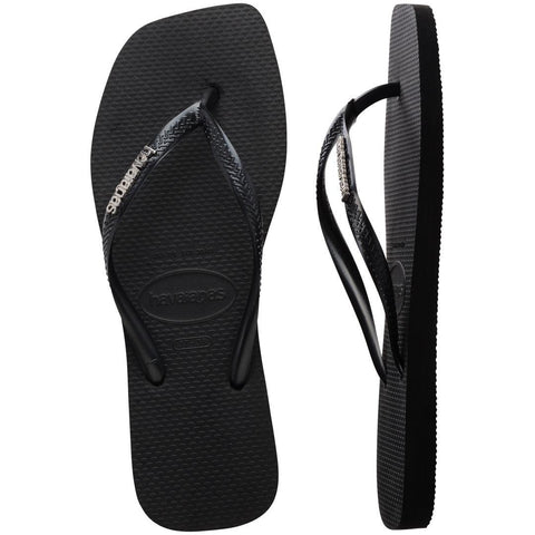 Havaianas Slim Square Logo Pop Metallic Black Flip-Flops