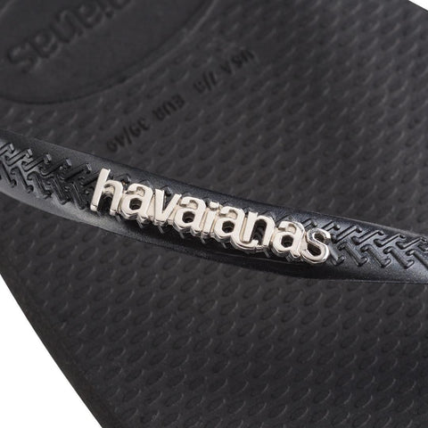Havaianas Slim Square Logo Pop Metallic Black Flip-Flops