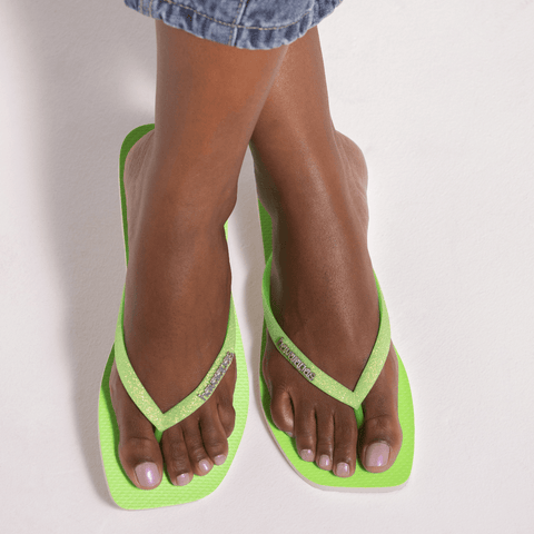 Chinelo Havaianas Slim Square Glitter Neon
