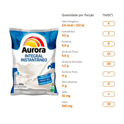 Aurora Instant Whole Milk Powder 400g