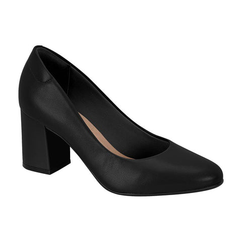 Beira Rio 4320-100 Block Heel Round Toe Pump in Black