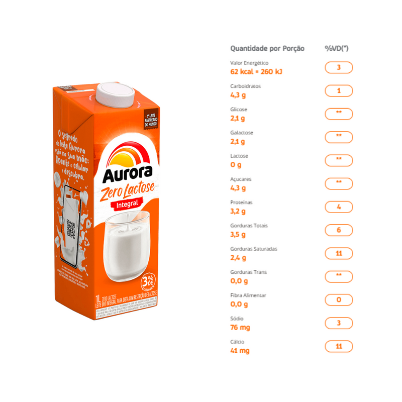 LEITE SEM LACTOSE INTEGRAL - AURORA