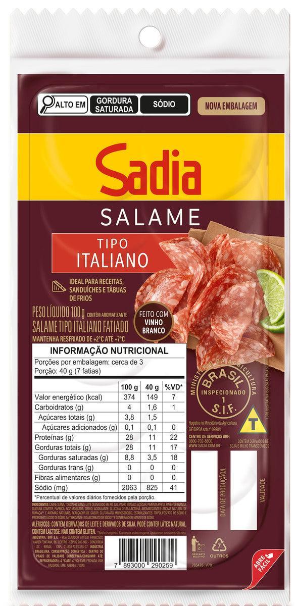 Salame Italiano Fatiado 100g Sadia - MEUBRASILONLINE