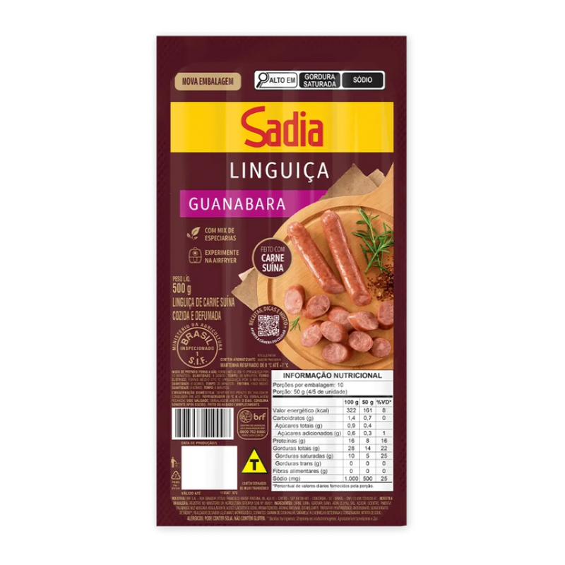 Linguiça Calabresa Defumada Guanabara Sadia 500g