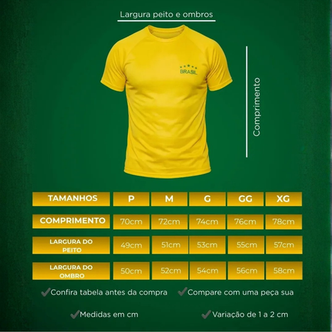 Kit 4 Men's Brazil World Cup Dry Fit Raglan T-shirts