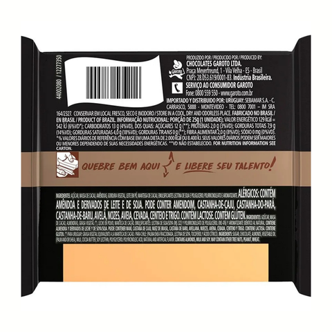 Chocolate Garoto Talento Meio Amargo com Amêndoas Pacote 3x85g