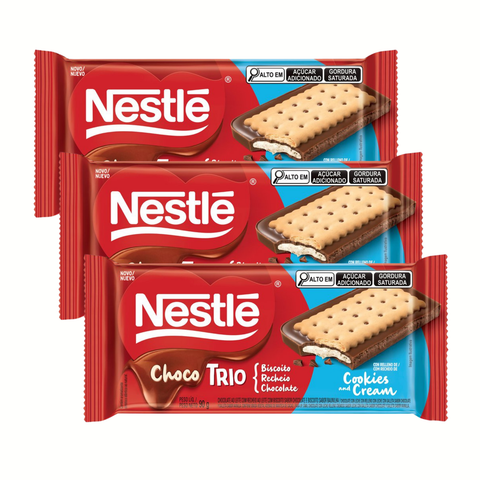 Chocolate Choco Trio Biscoito Recheio Ao Leite 3x90g - Nestle