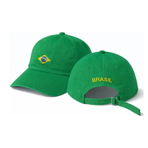 Brazil Flag Embroidered Adjustable Unisex Curved Brim Cap