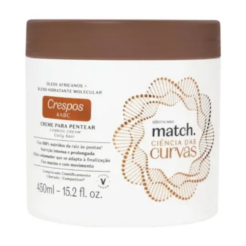 Creme P Pentear Match Ciência Das Curvas Cachos 4abc 450ml Adicionar aos favoritos R$ 115 , 80
