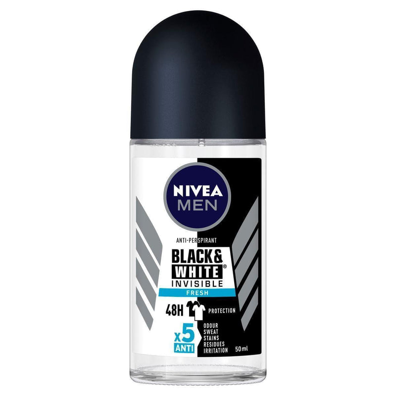 Desodorante Invisible Black and White Roll On Men Nivea 50ml - MEUBRASILONLINE