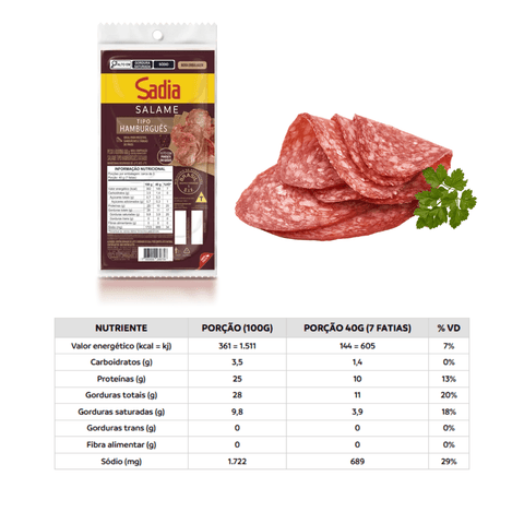 Salame Hamburguês Fatiado Sadia 100g