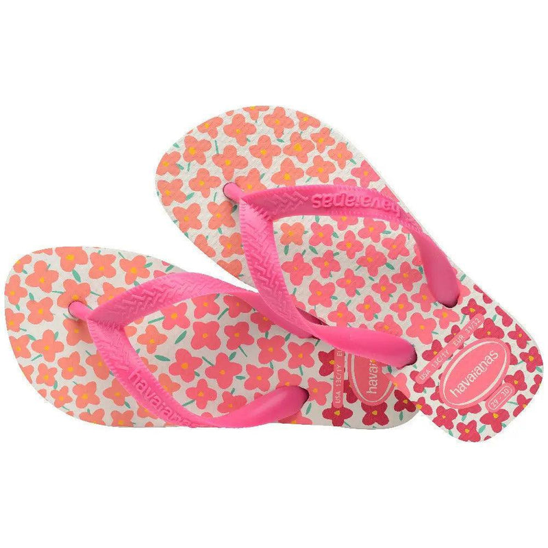 Havaianas Kids Flores Branco Rosa - MEUBRASILONLINE