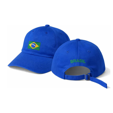 Brazil Flag Embroidered Adjustable Unisex Curved Brim Cap