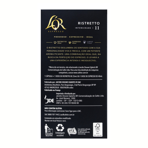 Capsula Café L'or Ristretto Espresso - Intensidade 11