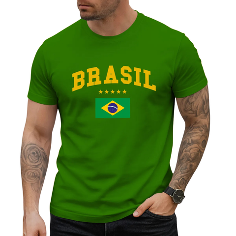 Men's 100% Cotton Brazil 2026 World Cup Graphic T-Shirt