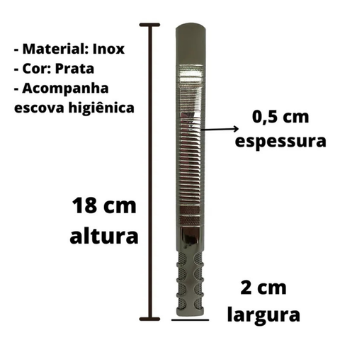 Bomba de Tererê Premium Inox Achatada c/ Microfuros 18cm + Escova