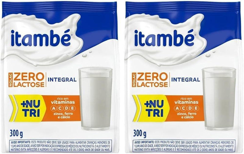 Leite Pó Integral Zero Lactose Itambé Nolac Pcte 300g - Kit 2