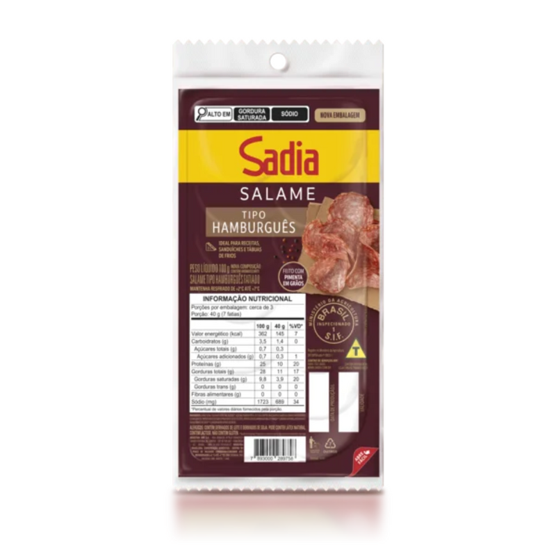 Salame Hamburguês Fatiado Sadia 100g