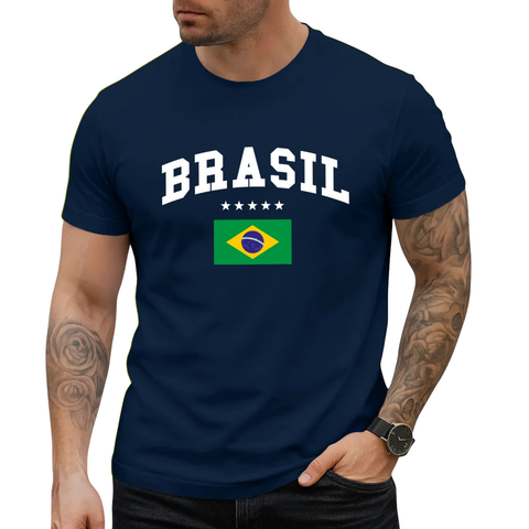 Men's 100% Cotton Brazil 2026 World Cup Graphic T-Shirt