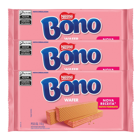 Biscoito Wafer Bono Morango 3x110g