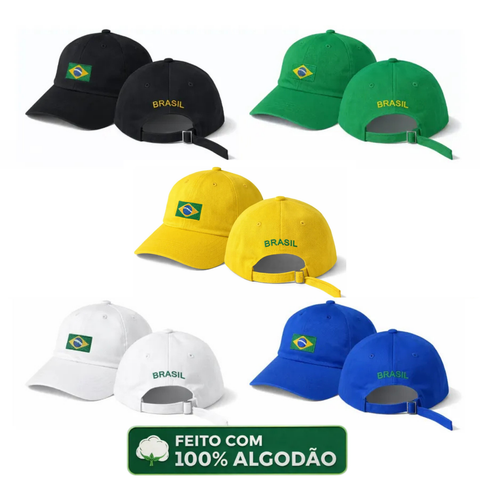 Brazil Flag Embroidered Adjustable Unisex Curved Brim Cap