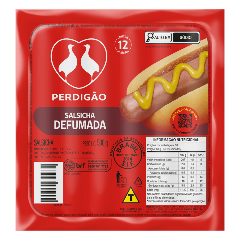 Salsicha Defumada  PT 500g