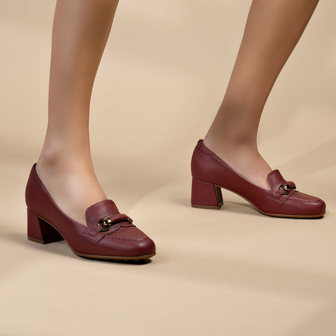 Modare 7373-118 Block Heel Loafer in Wine Napa