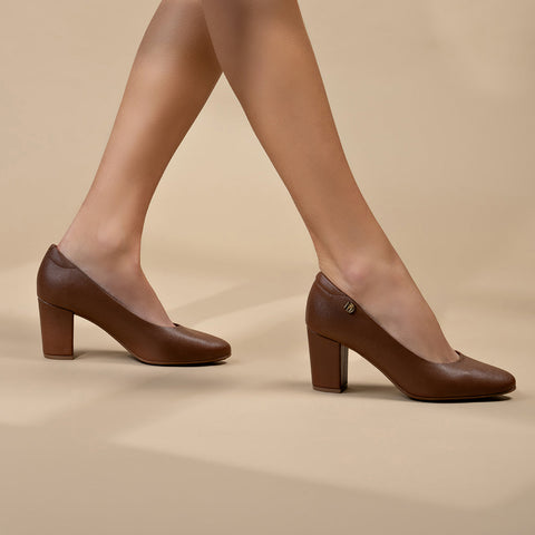 Modare 7377-105 Block Heel Pump in Hazelnut Napa