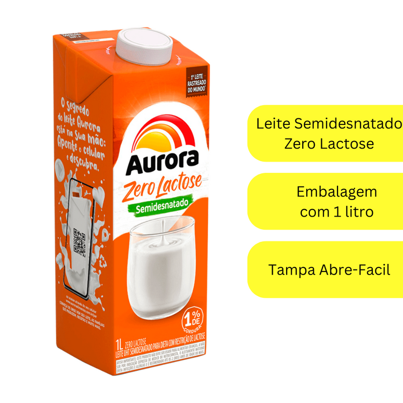 LEITE SEM LACTOSE SEMIDESNATADO - AURORA