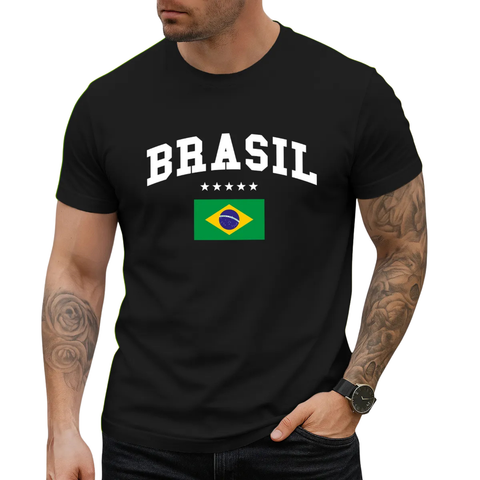 Men's 100% Cotton Brazil 2026 World Cup Graphic T-Shirt