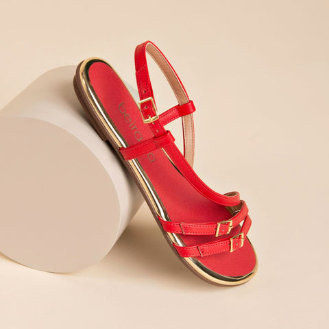 Beira Rio 8367-664 Strappy Flat Sandal in Red