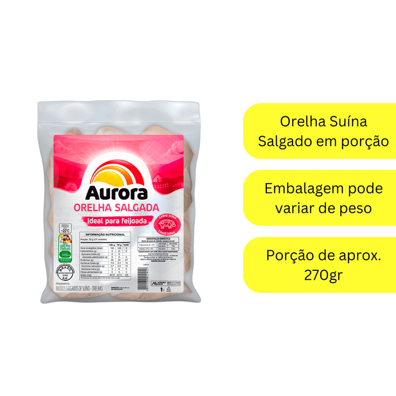 Orelha Suína Salgada Porcionada Aurora