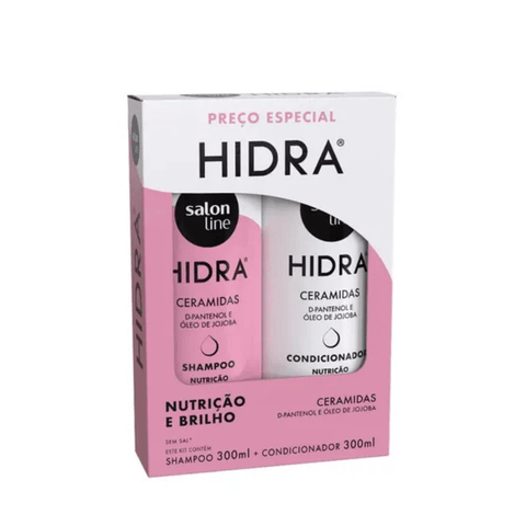Kit Shampoo e Condicionador Hidra Nutrição e Brilho 300ml Ceramidas D Pantenol e óleo de jojoba.