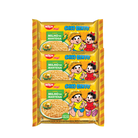 KIT 3 CORNMEAL NOODLES WITH BUTTER TURMA DA MÔNICA 85G