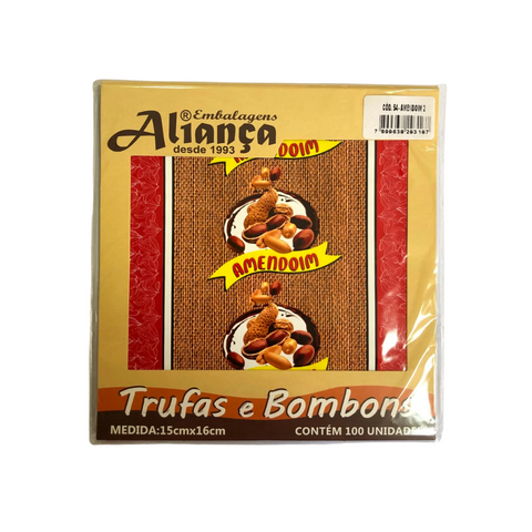 Packaging for truffles, 15x16cm, 100 units, peanut flavor.