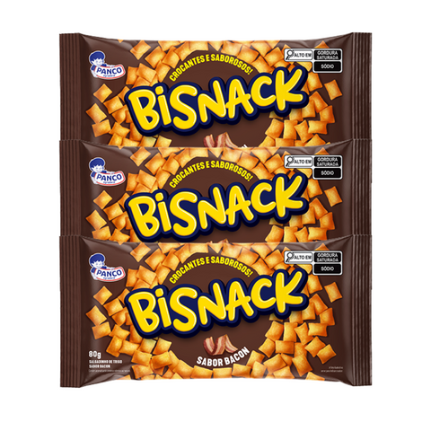 KIT 3 BACON FLAVOR BISNACK 80G