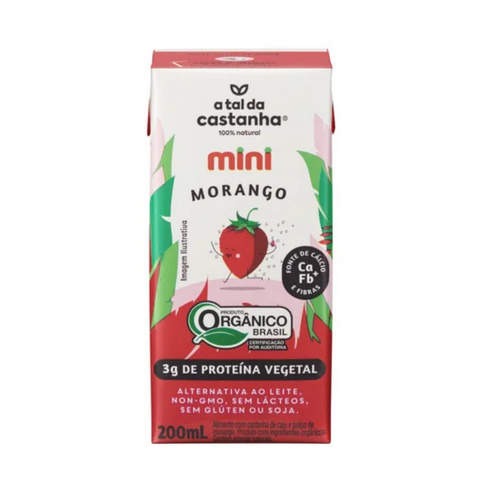 Organic Cashew Nut-Based Drink, Strawberry Flavor, A Tal da Castanha Mini Box 200ml