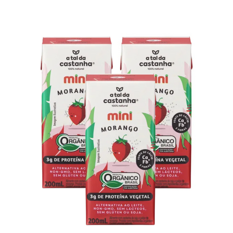3-Pack Organic Cashew-Based Drink Strawberry A Tal da Castanha 200ml