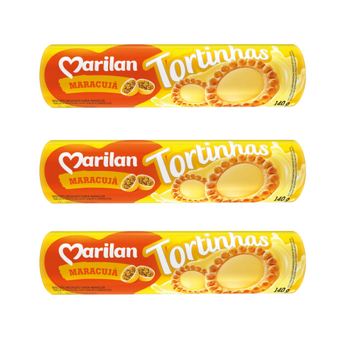 KIT 3 Marilan Passion Fruit Tartlets Cookies 140g
