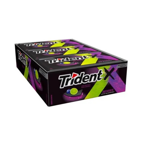 Chiclete trident  Xsenses sabor blueberry sem açúcar  caixa 168G