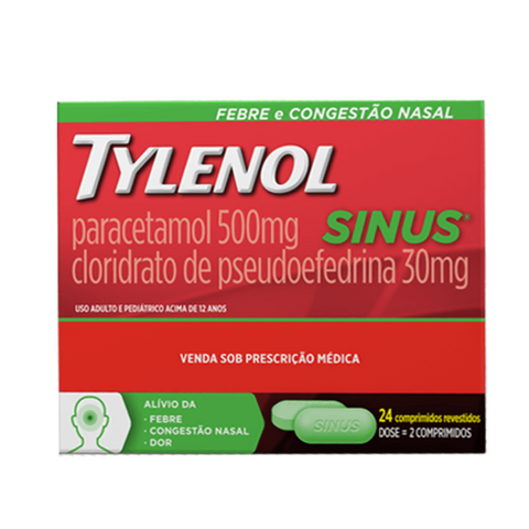 Analgésico Tylenol Sinus 500mg 24 Comprimidos