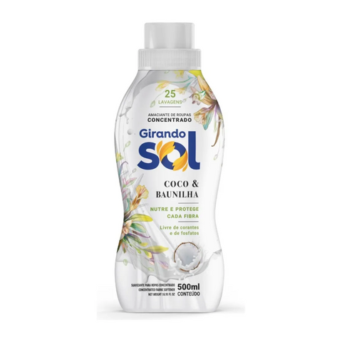 Girando Sol Coconut &amp; Vanilla Fabric Softener in a 500ml bottle.