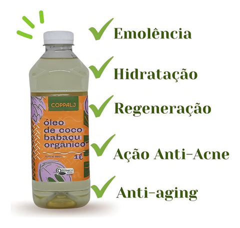 Óleo De Coco Babaçu Refinado 1 Litro - Orgânico (sem Glúten)