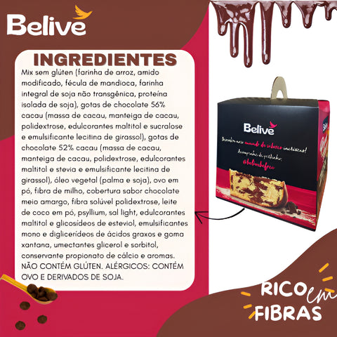 Panetone Sem Glúten Zero Açúcar Zero Lactose Chocolate 420g - Belive