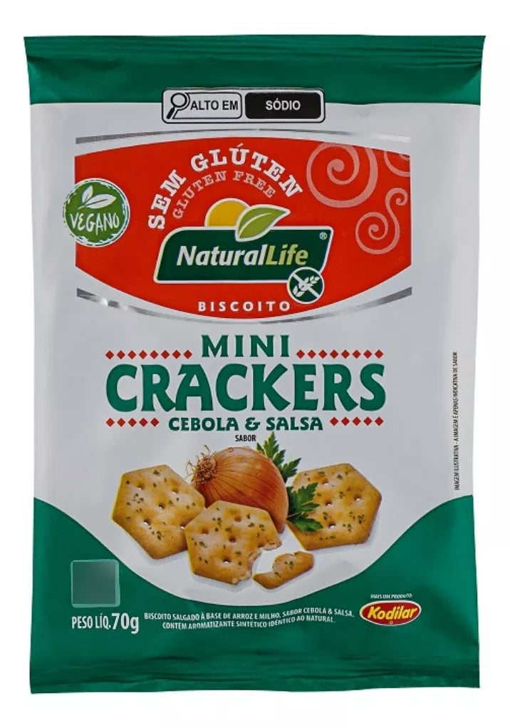 Biscoito Mini Crackers Sabor Cebola e Salsa Vegano S/ Glúten NaturalLife 70g